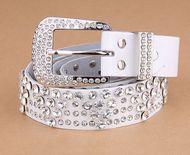 Ladies White Rhinestone Belt